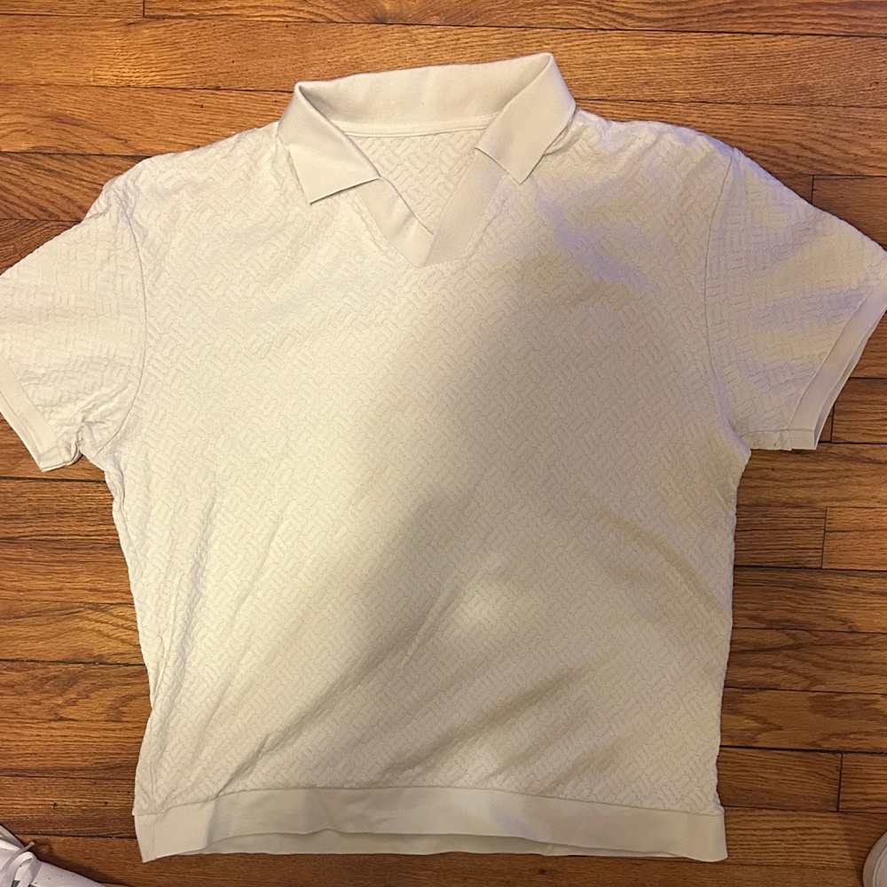 Zara Textured Cream Polo Shirt